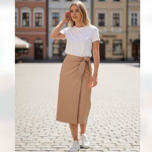 7 For All Mankind Tan Midi Skirt